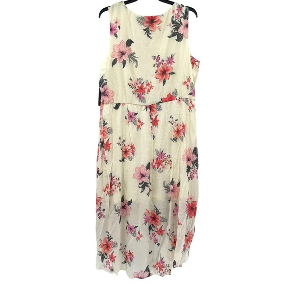Luxology Women's 3X Floral Midi Dress Sleeveless Keyhole Tie-Waist Lined NWT - Picture 4 of 13